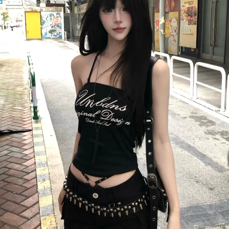 Rivet Belt Black Spicy Girl Style Punk-inspired Versatile Rivet Belt Black Spicy Girl Style Punk-inspired Versatile