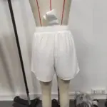 Elegant Jacquard High-Waist Cropped Shorts in White