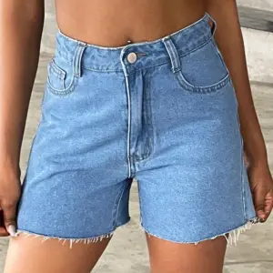 Women’s Light Blue High-Waist Denim Shorts with Pockets
