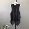 Lightweight Korean Chiffon Sleeveless Vest with Irregular Hem
