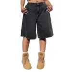 Loose Straight-Leg Cropped Denim Pants for Women - Gray