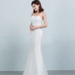 Sequined lace waist fishtail wedding dress