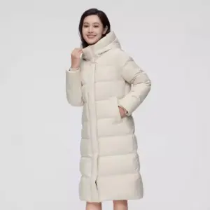 Flattering Women’s Duck Down Puffer Coat, Below-Knee Length
