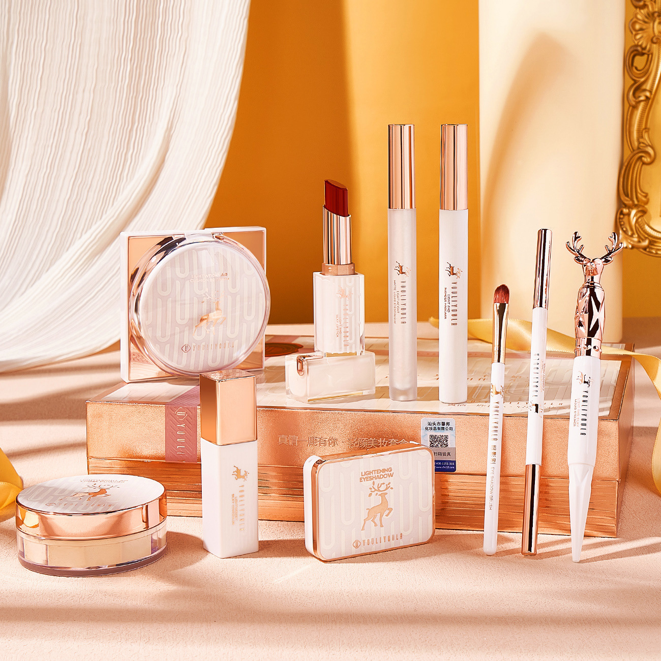 Beginner-Friendly Pink 10-Piece Makeup Set for Students