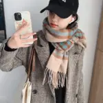 29ac2245-bc3e-4f3a-8b7a-759173cfb08a.webp Warm Plaid Neck Warmer Scarf for Women, Thick Polyester