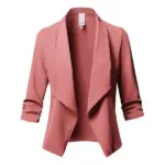 Slim Fit Long Sleeve Crinkled Solid Color Versatile Small Blazer