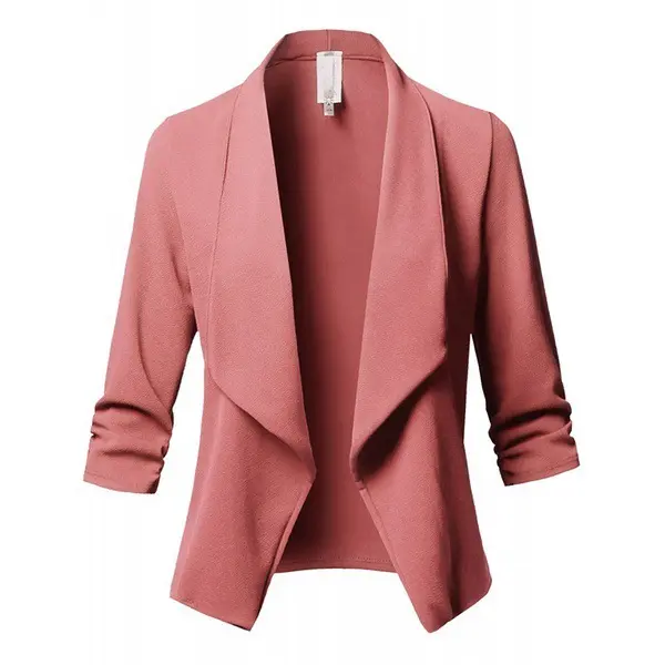 Slim Fit Long Sleeve Crinkled Solid Color Versatile Small Blazer