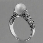 Pearl Inlay Gold ABS Ring for Women with Geometric Design