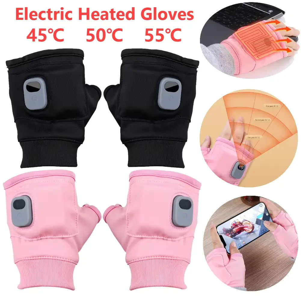 Adjustable USB Heated Warm Gloves with Digital Display