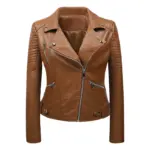 Slim-Fit Korean Biker Leather Jacket with Zipper