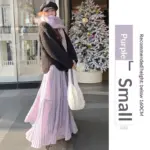 2c45e435-cab0-49c8-9893-8ace037c3e2b_trans.webp Womens Purple High-Waisted Flowy Fluffy Knit Skirt