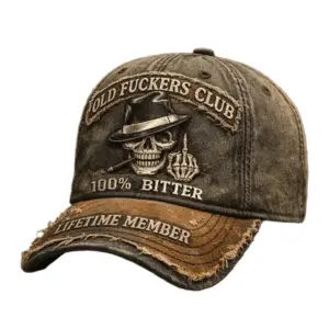 Distressed Embroidered Curved-Brim Baseball Cap with Adjustable Fit