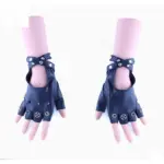 Gothic Rose Bow Statement Gloves for Women, Black Leather