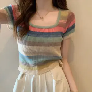 Flattering Slim Fit Knit T-Shirt for Women, Free Size
