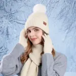 Warm Windproof Wool Knit Beanie for Women, Korean Style