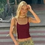 Sequined Slim-Fit Cami Top with Double Straps - Women’s