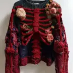 3 D Digital Print Halloween Crewneck Loose Sweater - Chunky Knit