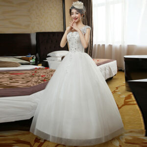 Double-Shoulder Lace Bridal Wedding Dress in Red & White Double-Shoulder Lace Bridal Wedding Dress in Red & White