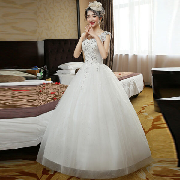 Double-Shoulder Lace Bridal Wedding Dress in Red & White Double-Shoulder Lace Bridal Wedding Dress in Red & White