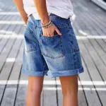 30194148-7c43-48c3-9371-42ea791be0f9.webp Comfort Stretch Mid-Rise Bermuda Straight-Leg Denim Shorts
