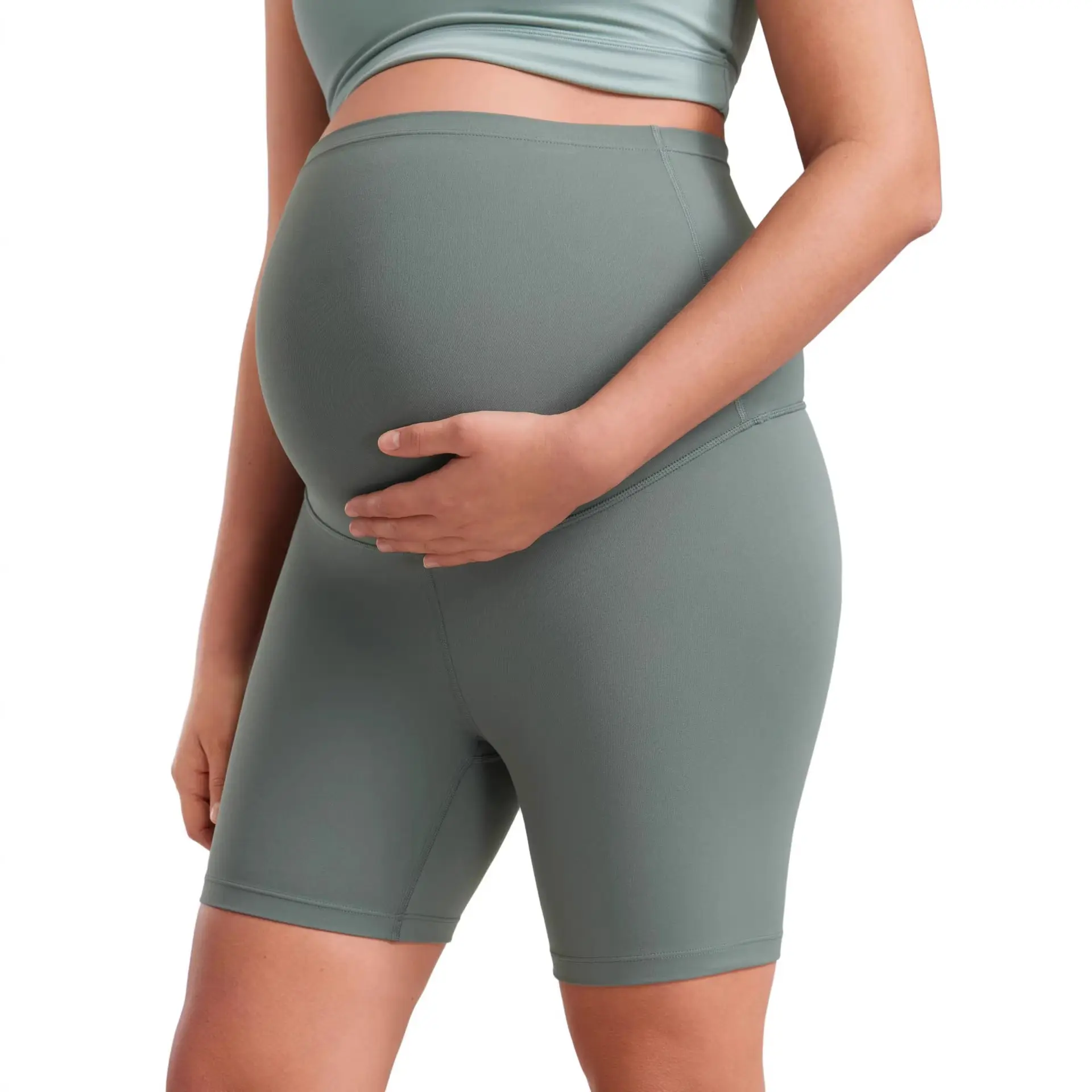 Maternity Capri Yoga Pants Belly-Support Seamless Nylon Maternity Capri Yoga Pants Belly-Support Seamless Nylon