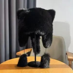 Warm Windproof Faux Fur Raccoon Hat for Women, Winter