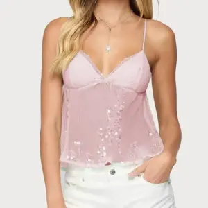 Slim Fit Transparent Lace Cami Top with Off-Shoulder Tie-Up