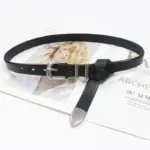 Slender Waist Effect Leather Belt for Women, Silver Buckle