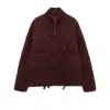 Relaxed-Fit Stand Collar Zip-Up Cotton Coat for Women Relaxed-Fit Stand Collar Zip-Up Cotton Coat for Women