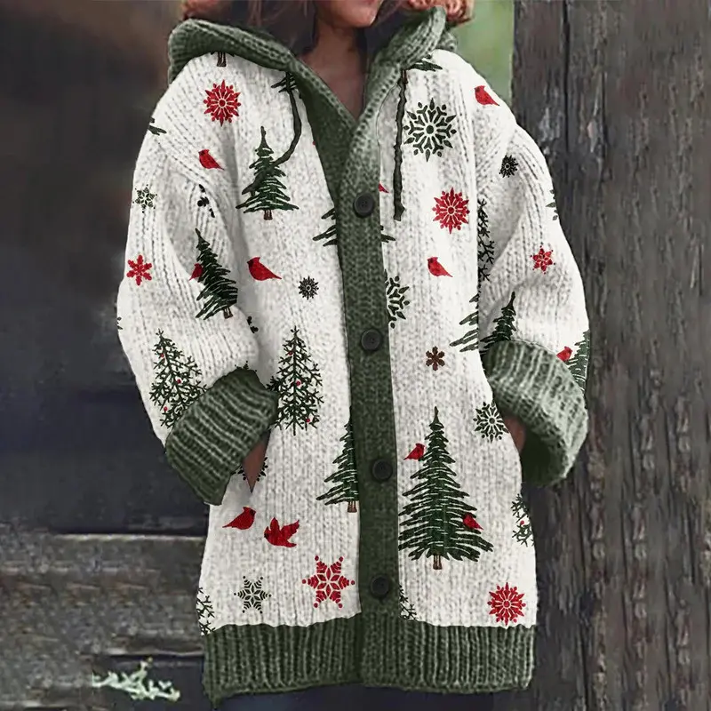 3 D Printed Women’s Hooded Long Cape Cardigan - Ultra-Thin