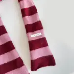 Warmth-Retaining Striped Knit Neck Warmer, Pink