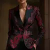 New Womens Printed V-Neck Professional-Chic Blazer Coat New Womens Printed V-Neck Professional-Chic Blazer Coat