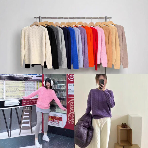 Embroidered Merino Wool Knitted Pullover Sweater for Women