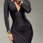 3232b142-297b-4078-8368-934c481b0230.jpg Flattering Deep V Pleated Maxi Dress with Long Sleeves