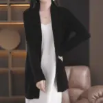 Cozy Womens Knit Cardigan with Relaxed Fit, Mid-Length