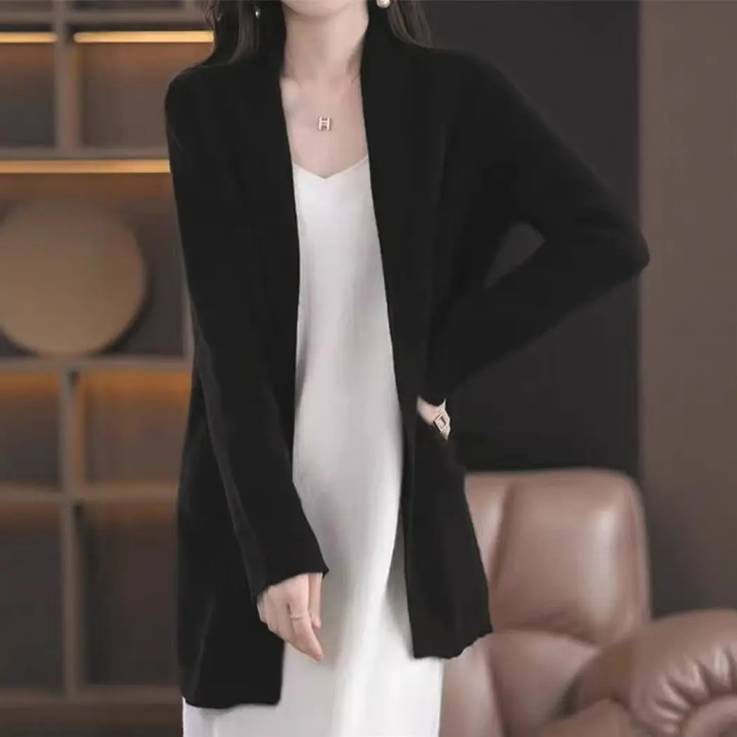 Cozy Womens Knit Cardigan with Relaxed Fit, Mid-Length