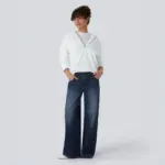 Washed Asymmetric Low-Rise Loose-Fit Denim Jeans for Women