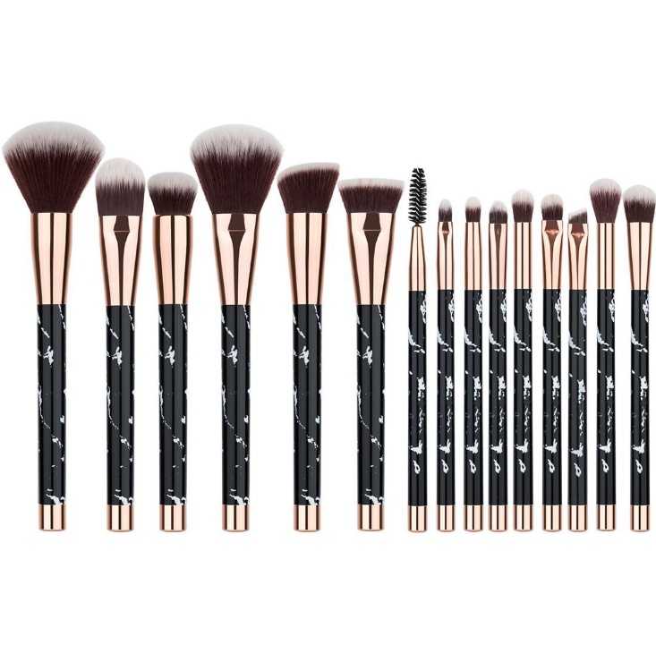 Smooth Full-Face & Eye Marble Makeup Brush Set, 11-Piece