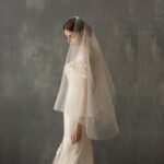 Hand-Sewn Bridal Veil with Waterfall Shape & Mesh