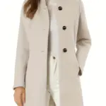 Warm Beige Wool-Blend Women’s Coat for Autumn Winter