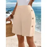 Retro Button-decorated Artistic All-match Casual Shorts