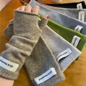 Warm Faux Cashmere Fingerless Mittens for Winter