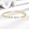 Diamond-Studded Wave Bracelet for Women, Electroplated Finish