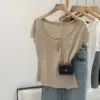 European-style High-end Chic Short-sleeve Top With Buttoned Pocket Detailing