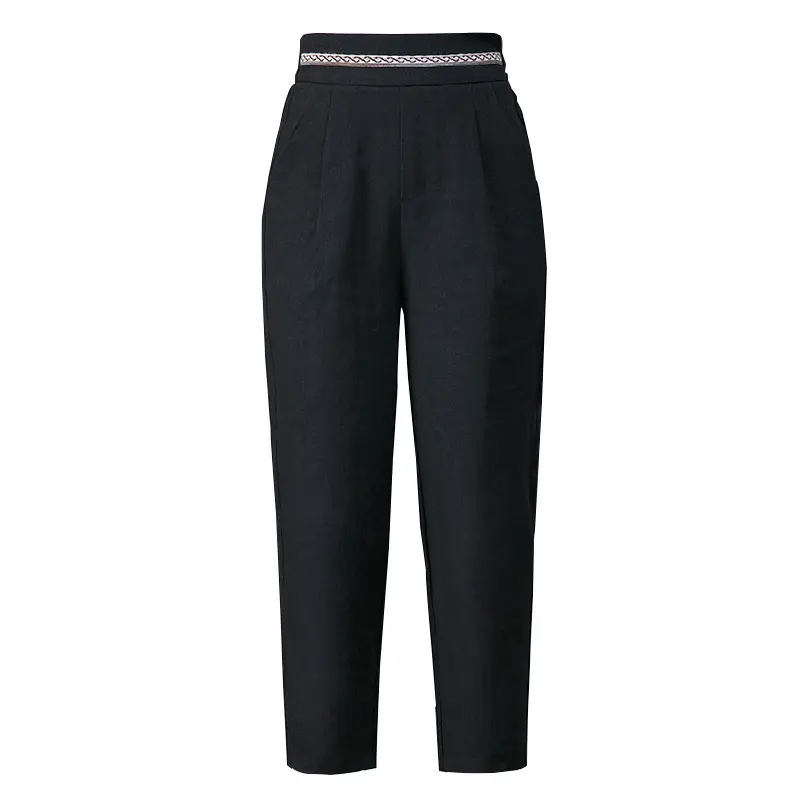Breathable Linen Harem Pants for Women, High Waist