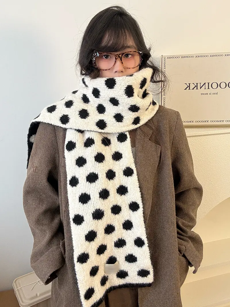 Polka-Dot Scarf for Women with Contrast Wrap Style Polka-Dot Scarf for Women with Contrast Wrap Style