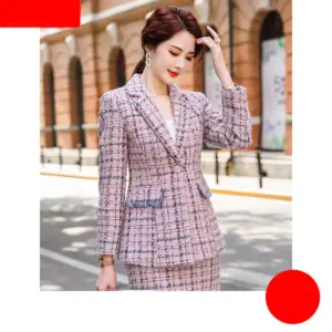 Professional Ladies Suit Set Long Sleeve with Splicing