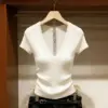 Ice Silk Solid Color Knitted Top for Women Slim Fit