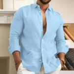 Non-Iron Linen Cotton Blend Button-Front Shirt for Summer