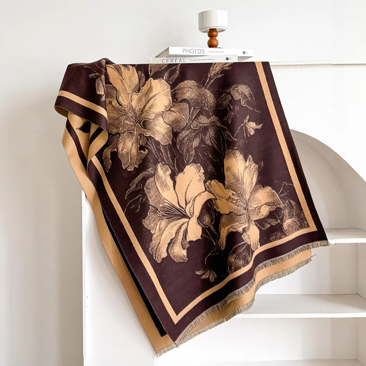 Warmth-Keeping Faux Cashmere Neck Warmer Shawl, 185 x65 cm